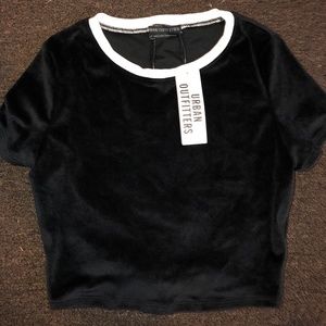 Urban Outfitters Black Velvet Crop Top